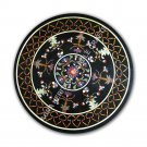 30" Marble Black Garden Outdoor Table Top Marquetry Floral Inlay Decor E1079 30" Marble Black Garden Outdoor Table Top Marquetry Floral Inlay Decor E1079
