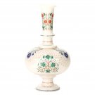 12"x6'' Marble Flower Vase Mosaic Work Lattice Inlay Home Interior Decor H3610
