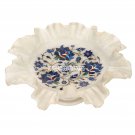 12"x12''x5'' Marble Dry Fruit Bowl Lapis Lazuli Stone Inlay Art Home Decor H3639