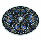 30" Marble Black Round Coffee Garden Table Top Inlay Arts Furniture Decor H3421A