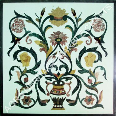 30" Marble Bedroom Coffee End Table Top Marquetry Inlay Design Home Decor H4705A
