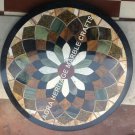 30" Marble Top Black Outdoor Table Top Marquetry Inlay Kitchen Home Decor H5370A