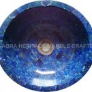 15" Random Marble Wash Basin Lapis Lazuli Inlay Bathroom Accesssories Decor E296