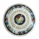30" White Marble Coffee Garden Table Top Fruit Inlay Unique Design Decor H3486A