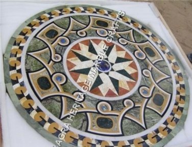 24" White Marble Round Coffee Top Bedroom Table Inlay Mosaic Hallway Decor H3385