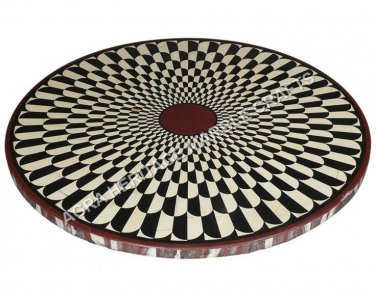 24" Black Marble Coffee Custom Table Top Handmade Inlay Living Room Decor H4816