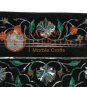 12"x9" Black Serving Tray Inlaid Precious Marqutery Fine Floral Veterans Gifts