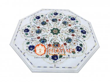 Marble Side Coffee Table Top Mosaic Inlay Art Pietradura Living Room Decor H3035
