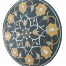 Marble Round Coffee Side Top Table Hakik Mosaic Floral Work Garden Decor H944