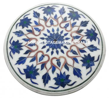 Marble Top Coffee Table Marquetry Inlay Mosaic Lapis Lazuli Art Home Decor H927