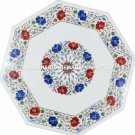 Hallway Center Coffee Cafe Marble Table Top Lapis Carnelian Inlay Decor H4555