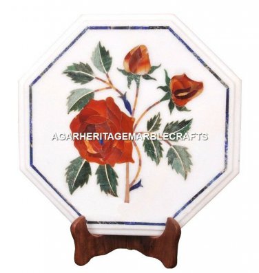 Marble Coffee Table Top Rare Hakik Mosaic Inlay Floral Art Furniture Decor H1978