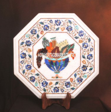 Marble Top Lapis Fruit Decorative Table Pietra Dura Garden Halloween Decor H3743