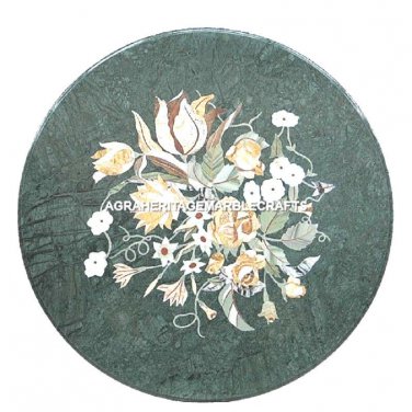 Green Marble Coffee Center Table Top Inlay Marqetry Art Halloween Decor H478