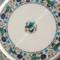 White Marble Round Center Table Top Parrot Inlay Floral Arts Hallway Decor H5393