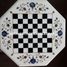 Marble Chess End Table Top Marquetry Lapis Floral inlay Furniture Decor H4097