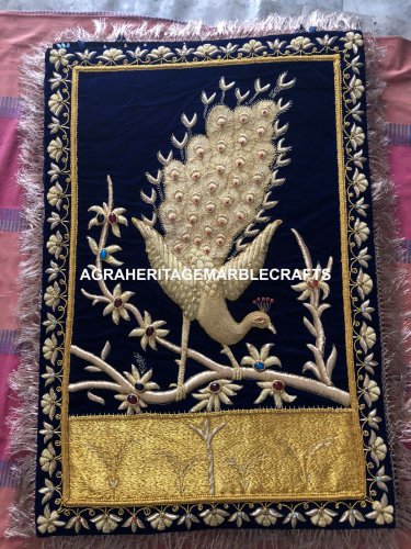 Gold String Decorative Wall Hanging Peacock Beautiful Zari Work Home Decor M110