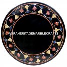 Black Marble Coffee Table Top Gems Inlaid Mosaic Marquetry Decorative Gift H2933