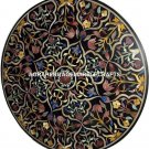 Black Marble Coffee Table Real Stone Inlay Mosaic Marquetry Decorative H2889