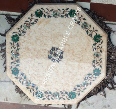 Marble Garden Coffee Table Top Malachite Inlay Floral Arts Furniture Decor H5385