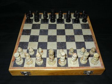 12"x12" Marble Handmade Gorara Stone Pieces Wooden Chess Set Decor Gifts Art