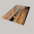 Wooden Epoxy Resin Dining Black River Center Table Top Handmade Luxury Interior
