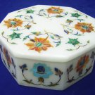 4"x4"x2" Marble Jewelry Box Hakik Malahite Inlay Floral Marquetry Arts Decor