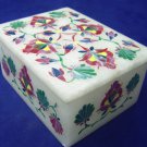 4"x3"x2" Marble Jewelry Ring Box Malachite Inlay Precious Stone Floral Art Decor