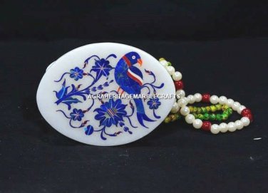4"x3" Marble Jewelry Box Lapis Lazuli Parrot Inlay Design Christmas Gift H5467