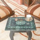 18"x12" Green Marble Top Side Kitchen Table Malachite Inlaid Art Home Decor Gift