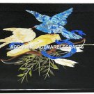 Black Marble Center Table Top Bird Art Marquetry Inlay Mosaic Unique Gifts H2989
