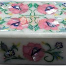 4"x3"x2" Marble Inlaid Jewelry Vintage Box Rose Quartz Floral Art Columbus Gifts