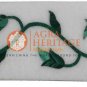 6"x4" White Marble Wall Decor Tile Malachite Inlay Floral Leaf Art Living Decor