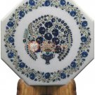 20"x20" Marble White Collectible Coffee Table Lapis Flower Vase Art Outdoor Deco 20"x20" Marble White Collectible Coffee Table Lapis Flower Vase Art Outdoor Deco