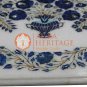 20"x20" Marble White Collectible Coffee Table Lapis Flower Vase Art Outdoor Deco