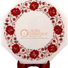 12"x12" Marble White Corridor Table Carnelian Floral Border Art Outdoor Decor