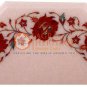 12"x12" Marble White Corridor Table Carnelian Floral Border Art Outdoor Decor
