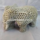 5" Natural Soapstone Marble Elegant Elephant Fine Handmade Jali Work Decor H4208