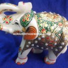 Marble White Elephant Hand Painted Art Sign Of Good Luck Home Patio Decor H4199