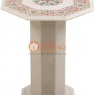 18"x18" Marble Top Counter Table Malachite Floral Fine Design Living Room Decor