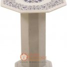 18"x18" Marble Counter Top Restaurant Table Lapis Fine Marquetry Floral Decor 18"x18" Marble Counter Top Restaurant Table Lapis Fine Marquetry Floral Decor
