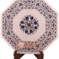 18"x18" Marble Counter Top Restaurant Table Lapis Fine Marquetry Floral Decor