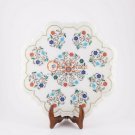 Marble Top Console Table 15"x15" Flower Shape Turquoise Stone Floral Art Decor