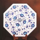 Marble Table Top Lapis Gemstone Inlay Semi Precious Halloween Garden Decor H3742