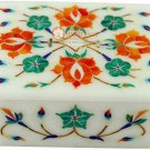 White Marble Jewelry Box Malachite Inlay Floral Arts Thanks Giving Gift E2007