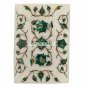 5''x3.5'' White Marble Rectangular Tray Malachite Floral Inlay Patio Decor H3651