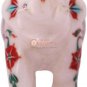 4" Marble Salute Pose Elephant Statue Turquoise Multi Stone Floral Columbus Gift