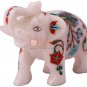 4" Marble Salute Pose Elephant Statue Turquoise Multi Stone Floral Columbus Gift