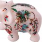 4" Marble Salute Pose Elephant Statue Turquoise Multi Stone Floral Columbus Gift