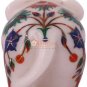 3" Marble White Collectible Elephant Statue Multi Stone Floral Inlaid Home Deco